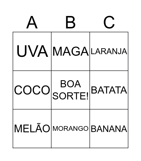 BINGO DAS TIAS Bingo Card