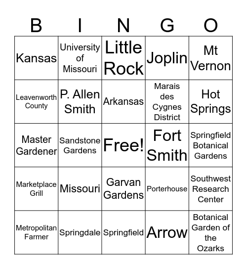 Bus Trip Bingo Card
