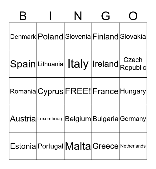 Belgium Bingo Card