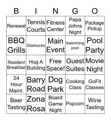 The Crossing at Barry Road Bingo Card