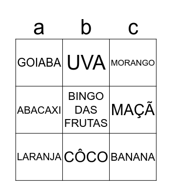 BINGO DAS FRUTAS Bingo Card