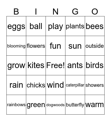 Spring! Bingo Card