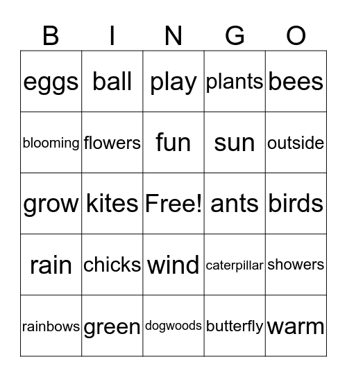 Spring! Bingo Card