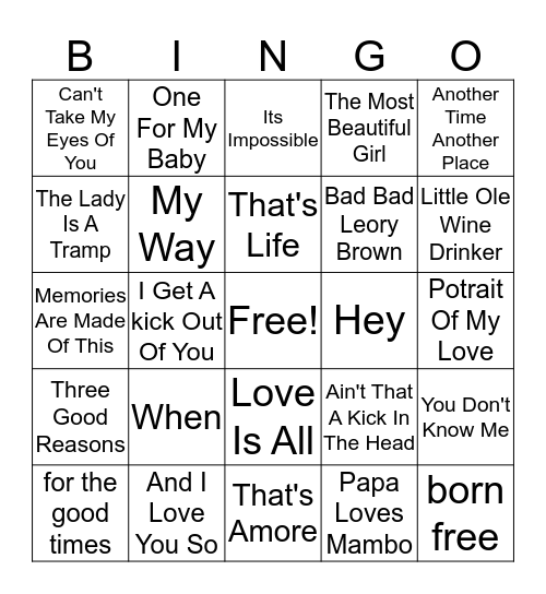 THE CROONERS Bingo Card