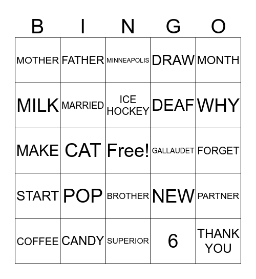 ASL BINGO Card