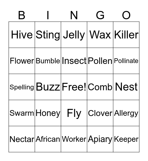 BEES Bingo Card