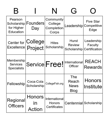 Phi Theta Kappa BINGO! Bingo Card
