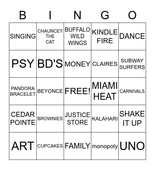 CENAE BIRTHDAY BINGO!! Bingo Card