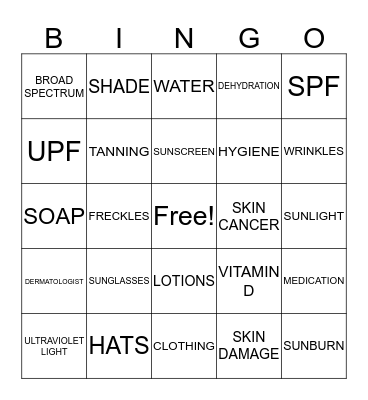 SKIN CARE BINGO Card