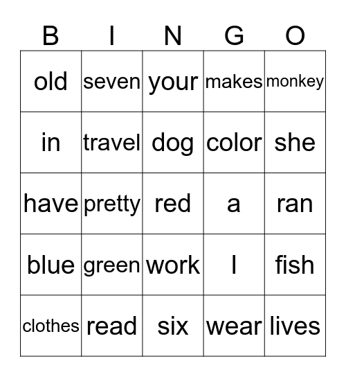 Word Tile Bingo Card