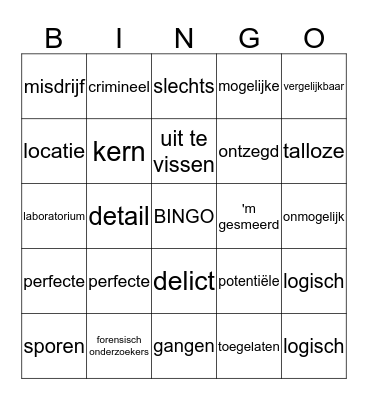 Mavo - Nederlands - Hoofdstuk 4 - Woordenschat Bingo Card