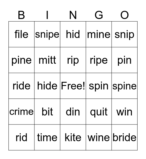 -al,  -ic Bingo Card