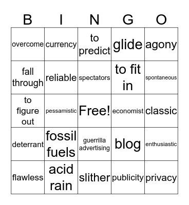 C1 NEW LANGUAGE REVISION Bingo Card