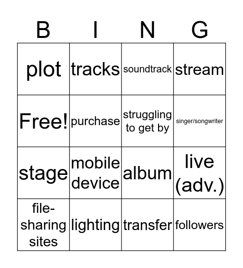 B2 -Vocabulary Check Bingo Card