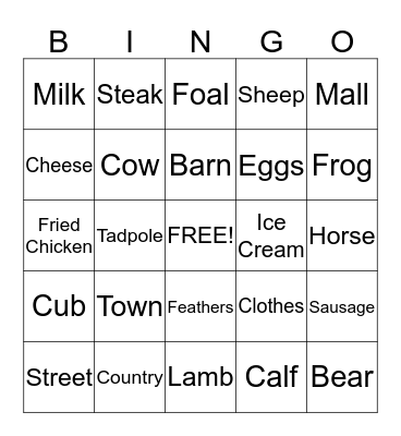 Town and Country Bingo Card