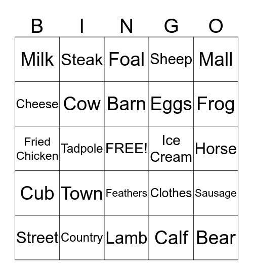Town and Country Bingo Card