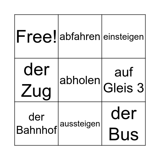 Bahnhof Bingo Card