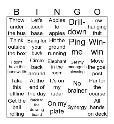 Office Buzzword Bingo Card
