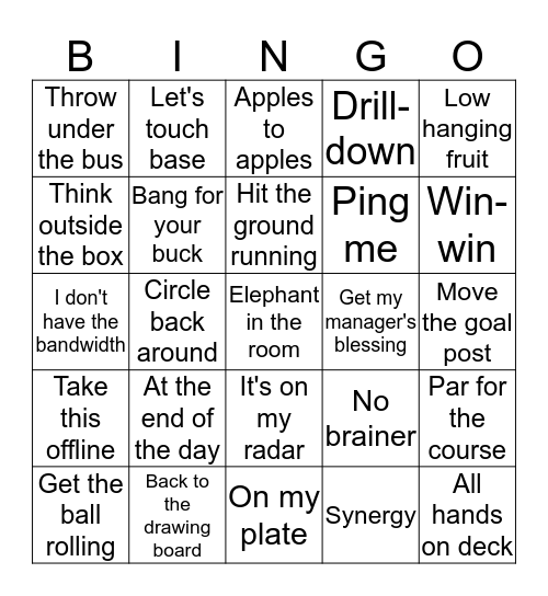 Office Buzzword Bingo Card