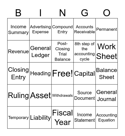 Accounting Bingo Card
