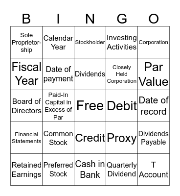 Accounting II Bingo Card