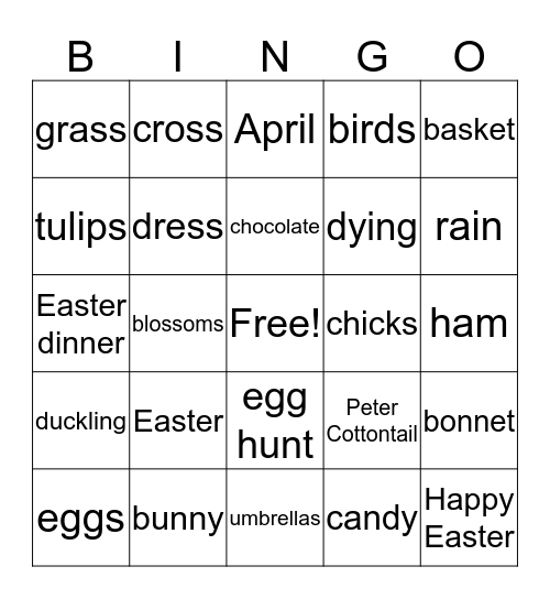 Easter Bingo Card