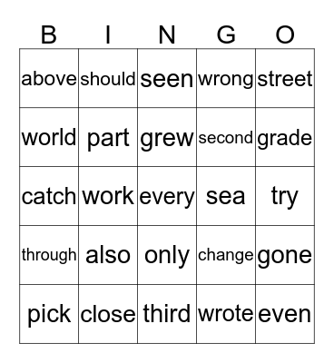 Untitled Bingo Card