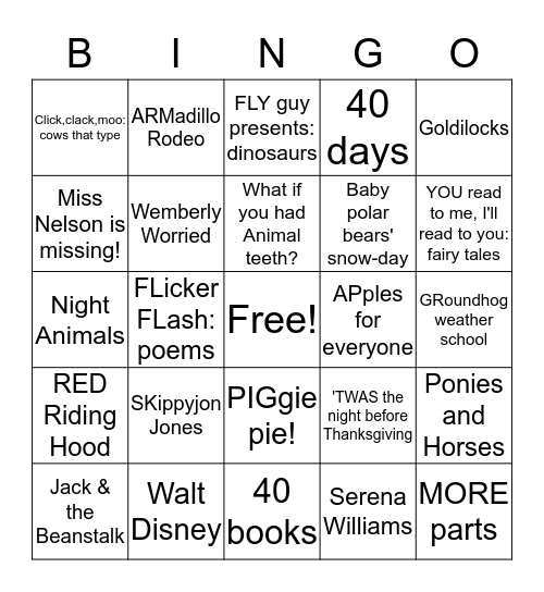 Brookview's 40 DAY- 40 BOOK Challenge BINGO Card