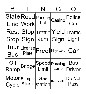 Trip to Tropicana Casino Bingo Card