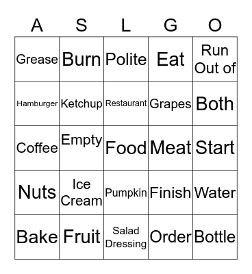 You are What you Eat List 1 and 2  Bingo Card