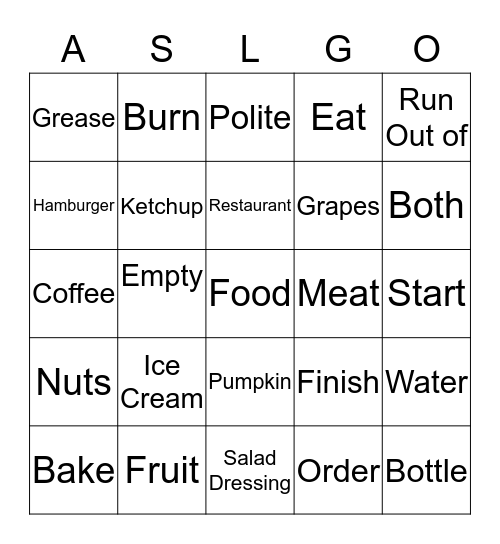 You are What you Eat List 1 and 2  Bingo Card