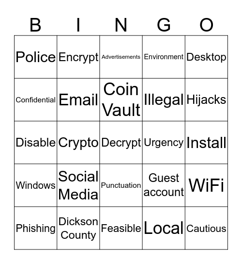 Security Awareness Bingo Card