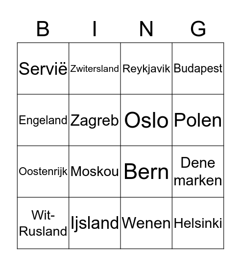 Topografie Europa Bingo Card