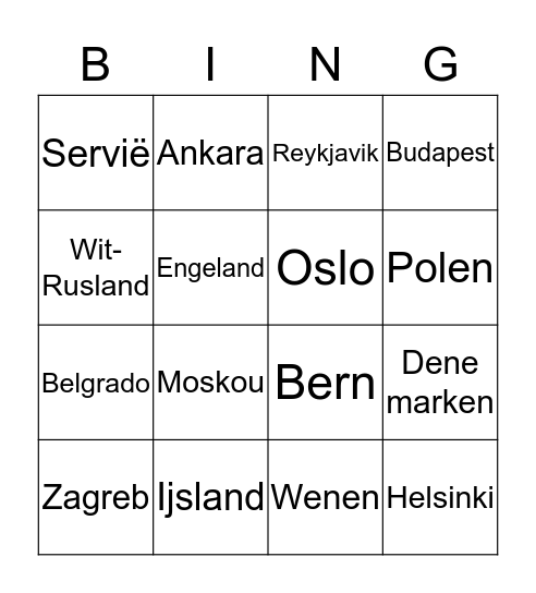 Topografie Europa Bingo Card