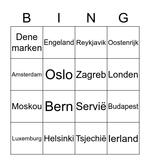 Topografie Europa Bingo Card