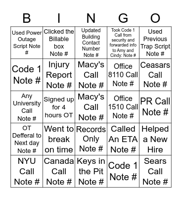 SCSN Bingo Card