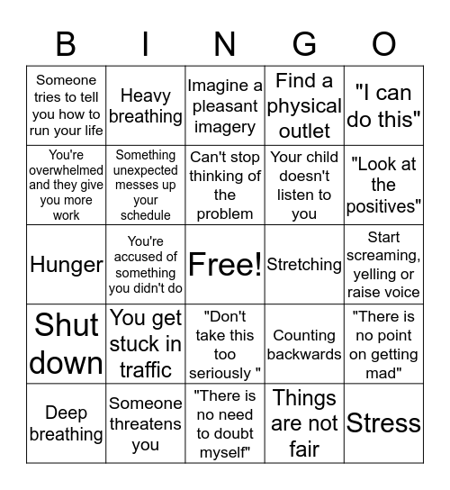 Navaco’s 4 steps interventions Bingo Card