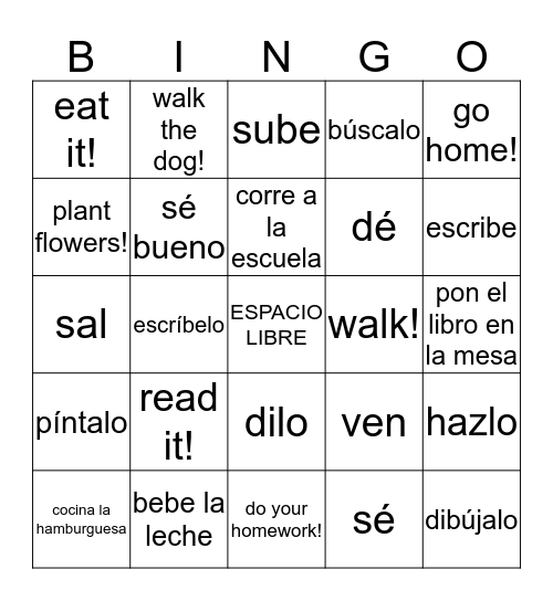 mandatos Bingo Card