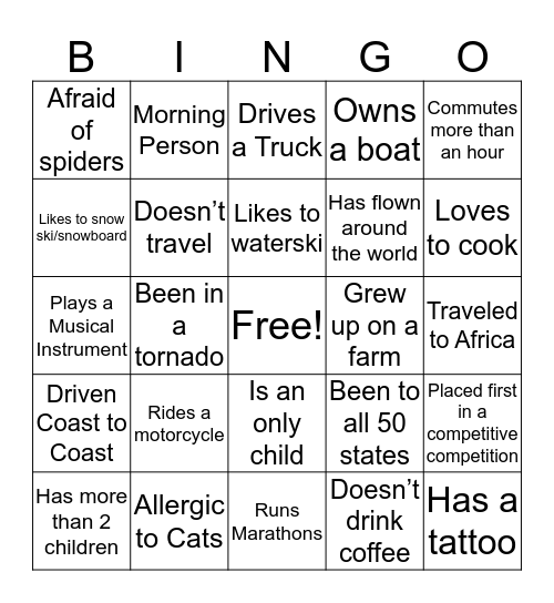 RPT Picnic Bingo Card