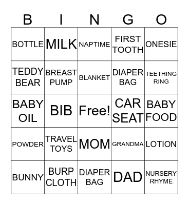 TY AND BRANDON'S BABY SHOWER Bingo Card
