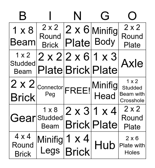 LEGO Lingo Bingo Card