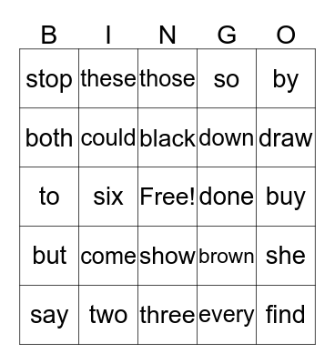 PIZZA BINGO (Sight Words 2)  Bingo Card