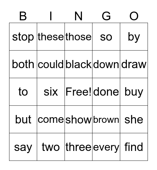PIZZA BINGO (Sight Words 2)  Bingo Card