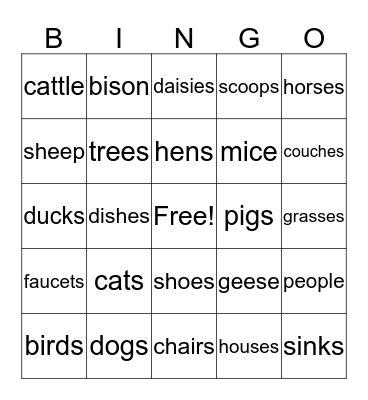 Practice Bingo Card