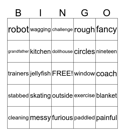 Reading Bingo Card