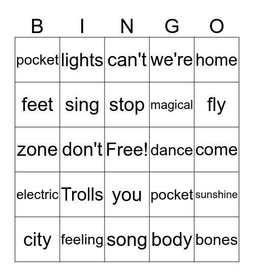 Tootsie Roll Bingo Card