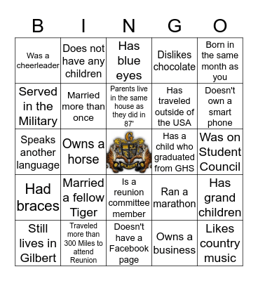 Find Someone in our class who Bingo Card