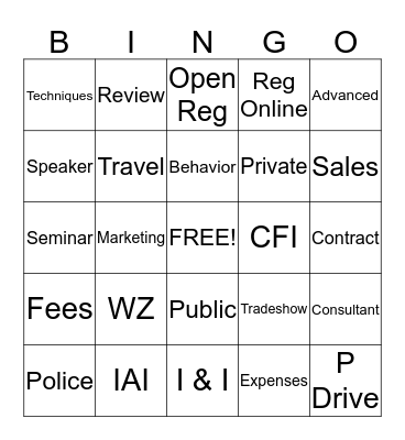 WZ Bingo Card