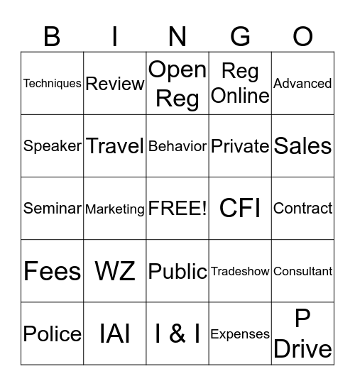 WZ Bingo Card