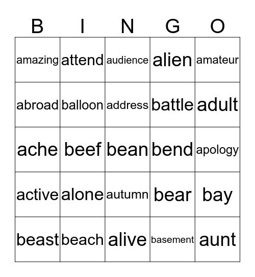 BI1 Review Bingo Card